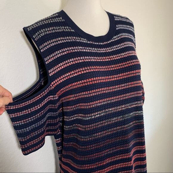 NWT RACHEL Rachel Roy Curves Ombre Striped Cold Shoulder Knit Midi Dress - Picture 10 of 10